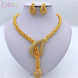 Dubai African Wedding Jewelry Set Necklace Bracelet Earrings Ring