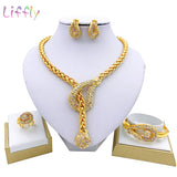 Dubai African Wedding Jewelry Set Necklace Bracelet Earrings Ring