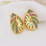 Dubai Jewelry Earrings Set Colored Zircon 18k Plated Big Clip Earrings