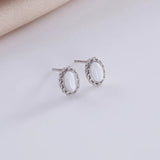 925 Silver Opal Gemstone Stud Earrings Ornaments for Women