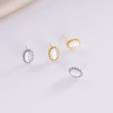 925 Silver Opal Gemstone Stud Earrings Ornaments for Women