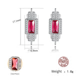 925 Sterling Silver Stud Earrings Colored Gemstone Rectangular Eardrop Gift