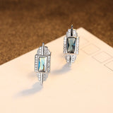 925 Sterling Silver Stud Earrings Colored Gemstone Rectangular Eardrop Gift