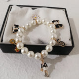 Elastic Glass Pearl Charms Bracelet for Women