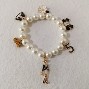 Elastic Glass Pearl Charms Bracelet for Women