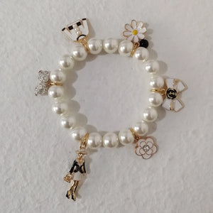 Elastic Glass Pearl Charms Bracelet for Women