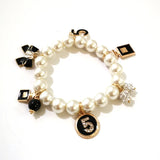 Elastic Glass Pearl Charms Bracelet for Women
