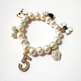Elastic Glass Pearl Charms Bracelet for Women