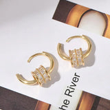 925 Silver Clear Zircon Small Ear Clip Earrings for Women