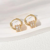 925 Silver Clear Zircon Small Ear Clip Earrings for Women