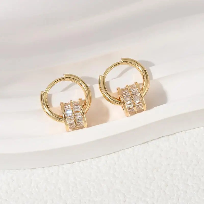 925 Silver Clear Zircon Small Ear Clip Earrings for Women