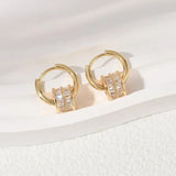 925 Silver Clear Zircon Small Ear Clip Earrings for Women