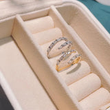Brazil Stackable 2-Line Rings CZ Finger Adjust Ring Wedding Beach Jewelry