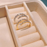 Brazil Stackable 2-Line Rings CZ Finger Adjust Ring Wedding Beach Jewelry