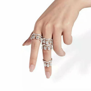 Brazil CZ Stackable Rings for Women Wedding Square Ellipse Beach Jewelry
