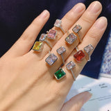 Brazil Stackable Rings Women Wedding CZ Square Ring J1897