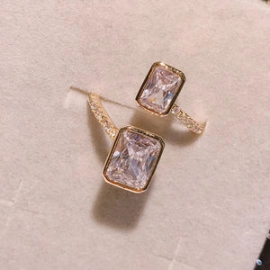 Brazil Stackable Rings Women Wedding CZ Square Ring J1897