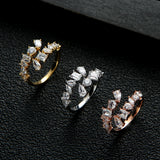Brazil CZ Stackable Rings for Women Wedding Adjustable 2-Cycle Ring