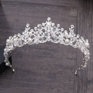 Crystal Pearl Bridal Crown Woman Tiaras Hair Jewelry Bride Headbands
