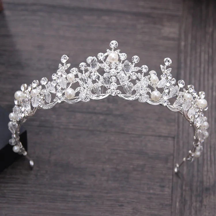 Crystal Pearl Bridal Crown Woman Tiaras Hair Jewelry Ornaments