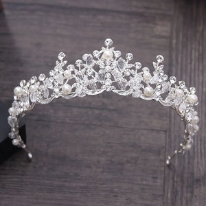 Crystal Pearl Bridal Crown Woman Tiaras Hair Jewelry Bride Headbands