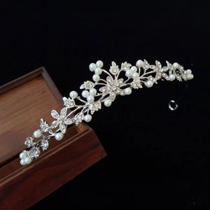 Crystal Pearl Bridal Crown Woman Tiaras Hair Ornaments Headbands Wedding Party