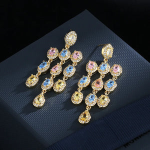 Colorful Zirconia Tassel Earrings for Ladies