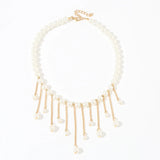 Modern Style Pearl Tassel Necklace Pendant Chain Plated Necklace