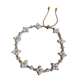 Zircon Flowers Heart Bracelet for Women Adjustable Female Wedding