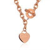 Love Heart Women's Stainless Steel Chocker Necklace Thick Chain Wedding Jewelry
