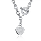 Love Heart Women's Stainless Steel Chocker Necklace Thick Chain Wedding Jewelry