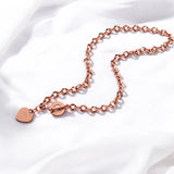 Love Heart Women's Stainless Steel Chocker Necklace Thick Chain Wedding Jewelry