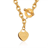 Love Heart Women's Stainless Steel Chocker Necklace Thick Chain Wedding Jewelry