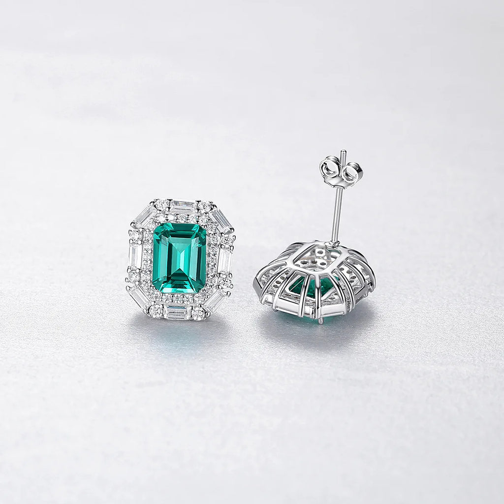 Emerald Earrings Diaspore Gemstone 925 Sterling Silver Stud Earring