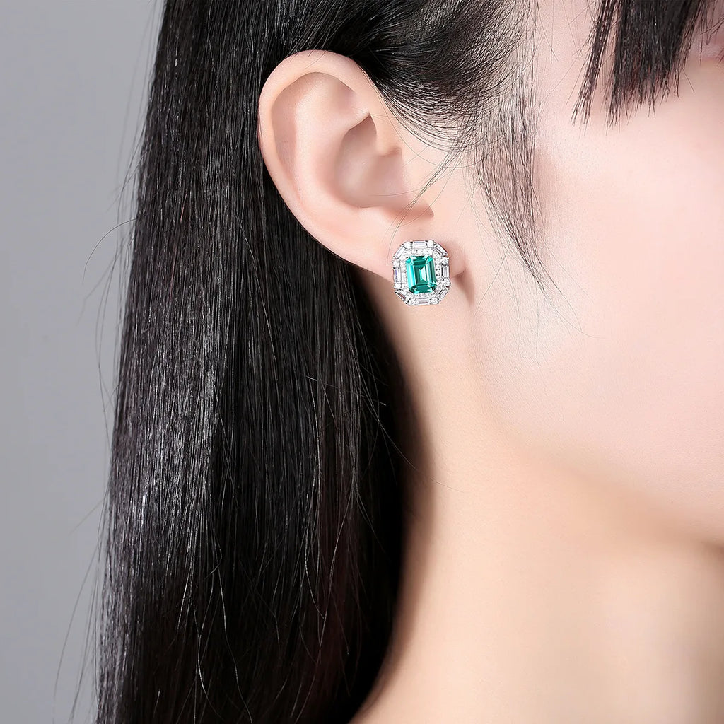 Emerald Earrings Diaspore Gemstone 925 Sterling Silver Stud Earring