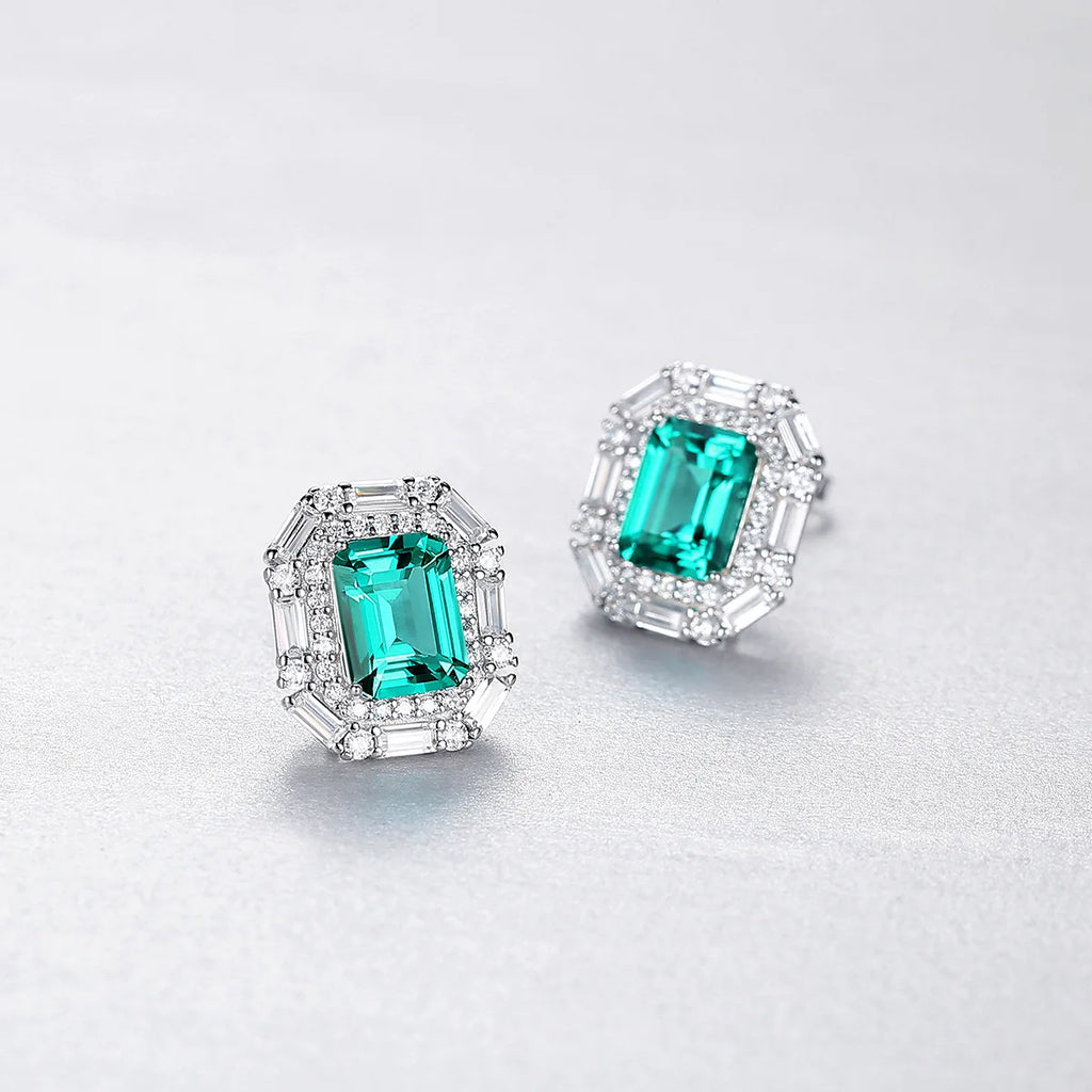 Emerald Earrings Diaspore Gemstone 925 Sterling Silver Stud Earring