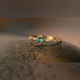 Emerald Green CZ 925 Silver Ring - Adjustable Thin Band for Women