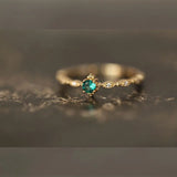 Emerald Green CZ 925 Silver Ring - Adjustable Thin Band for Women