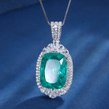 Emerald High Carbon Diamond Square Pendant Necklace Charms