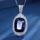 Emerald High Carbon Diamond Square Pendant Necklace Charms
