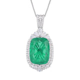 Emerald High Carbon Diamond Square Pendant Necklace Charms