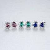 Emerald Turquoise Morganite Gemstone Stud Earrings 925 Sterling Silver