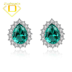 Emerald Turquoise Morganite Gemstone Stud Earrings 925 Sterling Silver