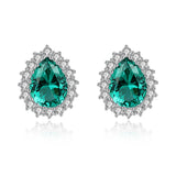 Emerald Turquoise Morganite Gemstone Stud Earrings 925 Sterling Silver