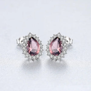 Emerald Turquoise Morganite Gemstone Stud Earrings 925 Sterling Silver