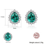 Emerald Turquoise Morganite Gemstone Stud Earrings 925 Sterling Silver