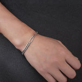 Men's Stainless Steel Letter Charm Bracelet Double Link Adjustable