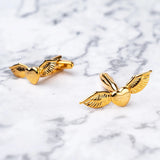Engraved Wings Cufflinks Metal Heart Cuff Button for Mens French Shirt Jewelry
