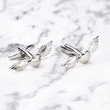 Engraved Wings Cufflinks Metal Heart Cuff Button for Mens French Shirt Jewelry
