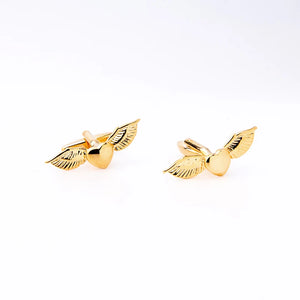 Engraved Wings Cufflinks Metal Heart Cuff Button for Mens French Shirt Jewelry
